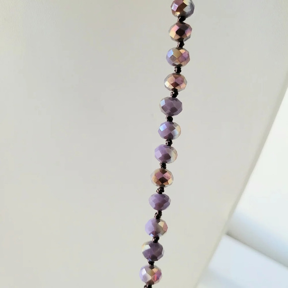 Extended Druzy Stone Beaded Necklace (Purple) - Picture 5 of 5